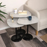 SilvaVera Zigon Sehpa Mdf Tabla Retro Taş Alt Mekanizma Demir Siyah Renk