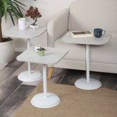 Vertino Zigon Sehpa Mdf Tabla Retro Taş Alt Mekanizma Demir Beyaz Renk