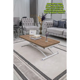 Juppo Üst Tabla Mdf Ceviz Oval Köşe Alt Ayak Yuvarlak Beyaz Dışa Kıvrım