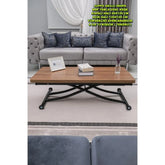 Juppo Üst Tabla Mdf Ceviz Oval Köşe Alt Ayak Yuvarlak Siyah İçe Kıvrım