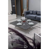 Juppo Üst Tabla Mdf Frezeli Antrasit Oval Köşe Alt Ayak Yuvarlak Beyaz Dışa Kıvrım