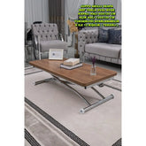 Juppo Üst Tabla Mdf Ceviz Oval Köşe Alt Ayak Yuvarlak Krom Kaplama Dışa Kıvrım