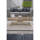 Juppo Üst Tabla Mdf Antiklayt Oval Köşe Alt Ayak Yuvarlak Gold Kaplama İçe Kıvrım