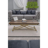 Juppo Üst Tabla Mdf Barok Koyu Ceviz Oval Köşe Alt Ayak Yuvarlak Gold Kaplama İçe Kıvrım