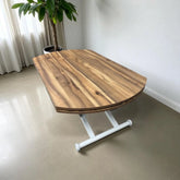 Oval Yan Baştan Açılır Akıllı Masa Üst Mdf Urartu Alt Ayak Beyaz Renk