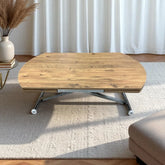 Oval Yan Baştan Açılır Akıllı Masa Üst Mdf Efesçam Alt Ayak Krom Kaplama