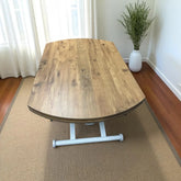 Oval Yan Baştan Açılır Akıllı Masa Üst Mdf Efesçam Alt Ayak Beyaz Renk