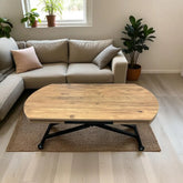 Oval Yan Baştan Açılır Akıllı Masa Üst Mdf Efesçam Alt Ayak Siyah Renk