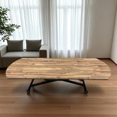 Oval Yan Baştan Açılır Akıllı Masa Üst Mdf Urartu Alt Ayak Siyah Renk