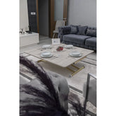 Juppo Üst Tabla Mdf Lizbon Oval Köşe Alt Ayak Yuvarlak Gold Kaplama İçe Kıvrım