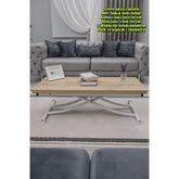 Juppo Üst Tabla Mdf Veli Meşe Oval Köşe Alt Ayak Yuvarlak Beyaz İçe Kıvrım