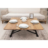 Mini Juppo İçe K Akıllı Sehpa Üst Tabla Mdf Katanya Oval Köşe Alt Siyah Renk