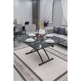 Juppo Üst Tabla Mdf Siyah Mermer Oval Köşe Alt Ayak Yuvarlak Siyah Dışa Kıvrım