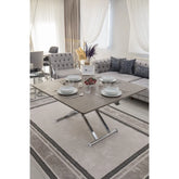 Home Üst Tabla Mdf Frezeli Latte Oval Köşe Alt Ayak Krom Kaplama