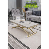 Juppo Üst Tabla Mdf Lizbon Oval Köşe Alt Ayak Yuvarlak Gold Kaplama Dışa Kıvrım