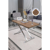 Home Üst Tabla Mdf Ceviz Oval Köşe Alt Ayak Krom Kaplama