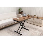 Mini Juppo İçe K Akıllı Sehpa Üst Tabla Mdf Ceviz Oval Köşe Alt Siyah Renk