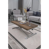 Juppo Üst Tabla Mdf Barok Koyu Ceviz Oval Köşe Alt Ayak Yuvarlak Krom Kaplama İçe Kıvrım