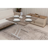 Mini Juppo İçe K Akıllı Sehpa Üst Tabla Mdf Hattuşa Oval Köşe Alt Ayak Beyaz Renk