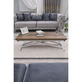 Home Üst Tabla Mdf Barok Koyu Ceviz Oval Köşe Alt Ayak Beyaz Renk