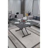 Juppo Üst Tabla Mdf Frezeli Antrasit Oval Köşe Alt Ayak Yuvarlak Siyah İçe Kıvrım