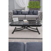 Juppo Üst Tabla Mdf Siyah Mermer Oval Köşe Alt Ayak Yuvarlak Siyah İçe Kıvrım