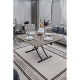 Juppo Üst Tabla Mdf Frezeli Latte Oval Köşe lt Ayak Yuvarlak Siyah İçe Kıvrım