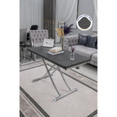 Juppo Üst Tabla Mdf Frezeli Antrasit Oval Köşe Alt Ayak Yuvarlak Krom Kaplama İçe Kıvrım