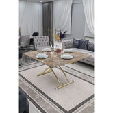 Juppo Üst Tabla Mdf Antiklayt Oval Köşe Alt Ayak Yuvarlak Gold Kaplama Dışa Kıvrım