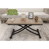 Mini Juppo İçe K Akıllı Sehpa Üst Tabla Mdf Antiklayt Oval Köşe Alt Siyah Renk