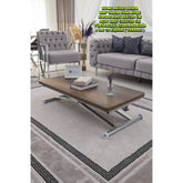 Home Üst Tabla Mdf Barok Koyu Ceviz Oval Köşe Alt Ayak Krom Kaplama