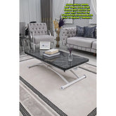 Juppo Üst Tabla Mdf Siyah Mermer Oval Köşe Alt Ayak Yuvarlak Beyaz Dışa Kıvrım