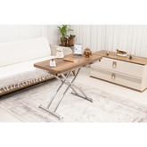 Mini Juppo Dışa K Akıllı Sehpa Üst Tabla Mdf Barok Koyu Ceviz Oval Köşe Alt Ayak Krom Kaplama