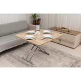 Mini Juppo Dışa K Akıllı Sehpa Üst Tabla Mdf VeliMeşe Oval Köşe Alt Ayak Krom Kaplama