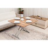 Mini Juppo Dışa K Akıllı Sehpa Üst Tabla Mdf Urartu Oval Köşe Alt Ayak Krom Kaplama