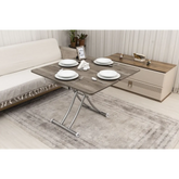 Mini Juppo İçe K Akıllı Sehpa Üst Tabla Mdf Hattuşa Oval Köşe Alt Ayak Krom Kaplama