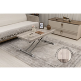 Mini Juppo İçe K Akıllı Sehpa Üst Tabla Mdf Floransa Oval Köşe Alt Ayak Krom Kaplama