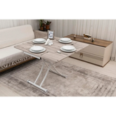 Mini Juppo İçe K Akıllı Sehpa Üst Tabla Mdf Floransa Oval Köşe Alt Ayak Beyaz Renk