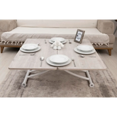 Mini Juppo İçe K Akıllı Sehpa Üst Tabla Mdf Lizbon Oval Köşe Alt Ayak Beyaz Renk