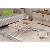 Mini Juppo Dışa K Akıllı Sehpa Üst Tabla Mdf Floransa Oval Köşe Alt Ayak Beyaz Renk