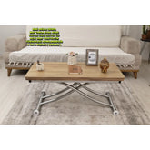 Mini Juppo İçe K Akıllı Sehpa Üst Tabla Mdf Katanya Oval Köşe Alt Krom Kaplama