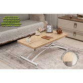 Mini Juppo Dışa K Akıllı Sehpa Üst Tabla Mdf VeliMeşe Oval Köşe Alt Ayak Beyaz Renk