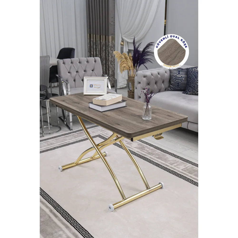 Juppo Üst Tabla Mdf Hattuşa Oval Köşe Alt Ayak Yuvarlak Gold Kaplama Dışa Kıvrım