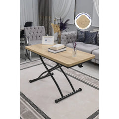Juppo Üst Tabla Mdf Veli Meşe Oval Köşe Alt Ayak Yuvarlak Siyah Dışa Kıvrım