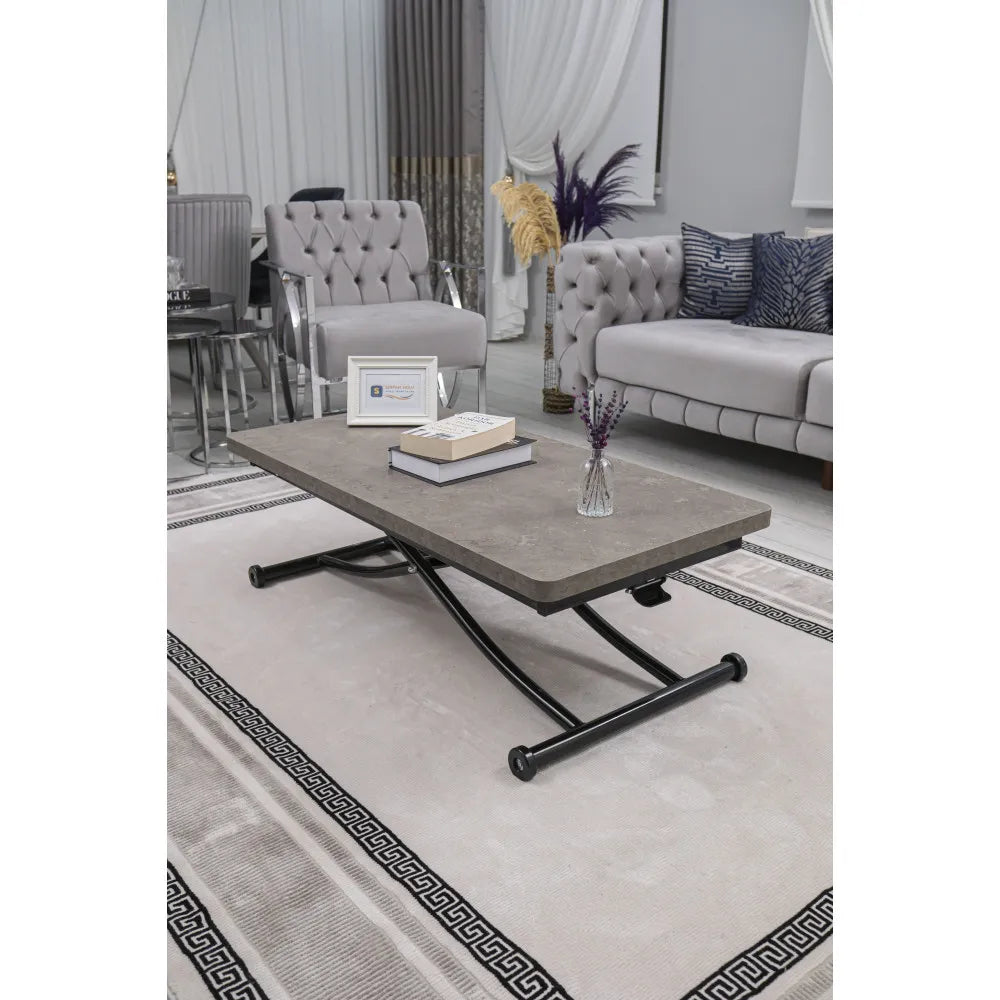 Juppo Üst Tabla Mdf Frezeli Latte Oval Köşe lt Ayak Yuvarlak Siyah İçe Kıvrım