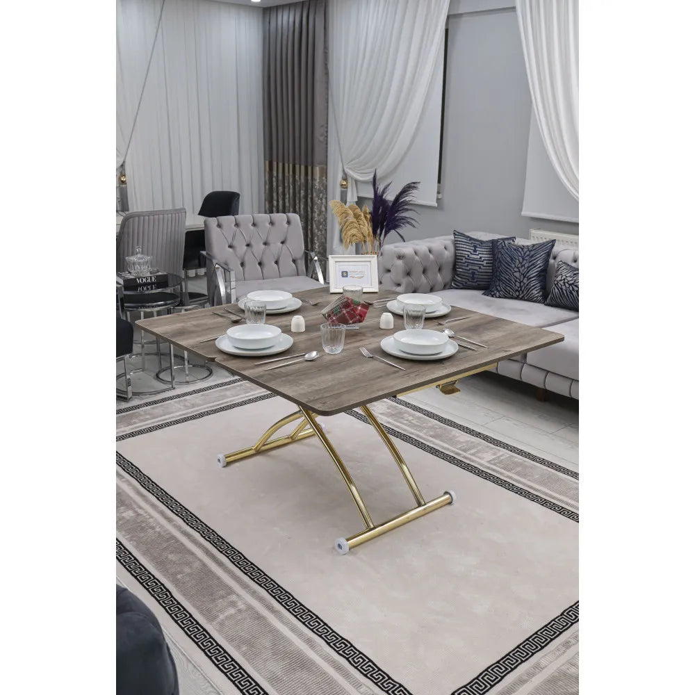 Juppo Üst Tabla Mdf Hattuşa Oval Köşe Alt Ayak Yuvarlak Gold Kaplama Dışa Kıvrım