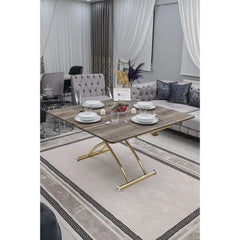 Juppo Üst Tabla Mdf Hattuşa Oval Köşe Alt Ayak Yuvarlak Gold Kaplama Dışa Kıvrım