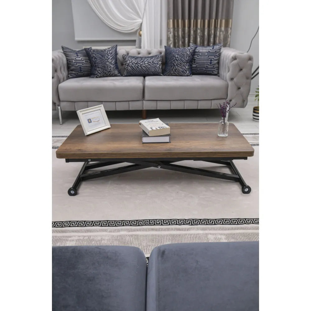 Home Üst Tabla Mdf Barok Koyu Ceviz Oval Köşe Alt Ayak Siyah Renk