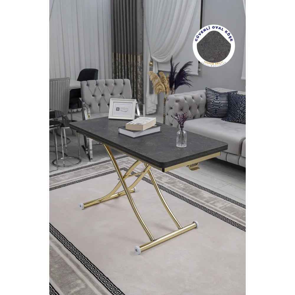 Juppo Üst Tabla Mdf Kartal Oval Köşe Alt Ayak Yuvarlak Gold Kaplama İçe Kıvrım