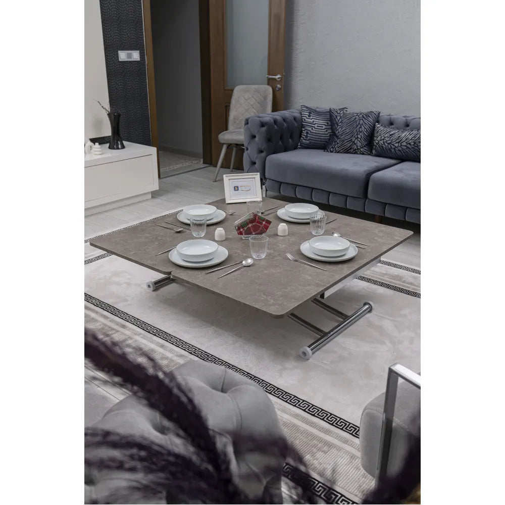 Juppo Üst Tabla Mdf Frezeli Latte Oval Köşe Alt Ayak Yuvarlak Krom Kaplama İçe Kıvrım